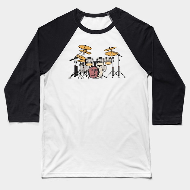 Pixel Face Drum Set Baseball T-Shirt by gkillerb